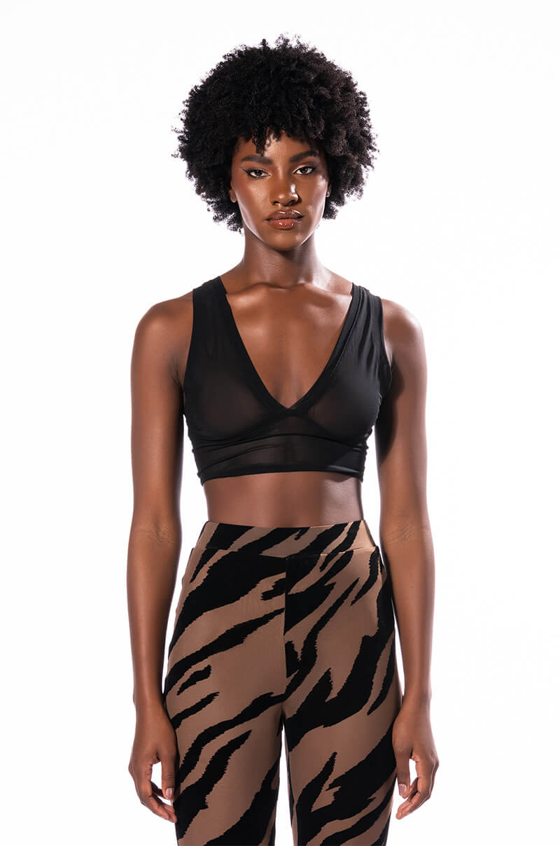 EASY GOING MESH DEEP V BRA TOP