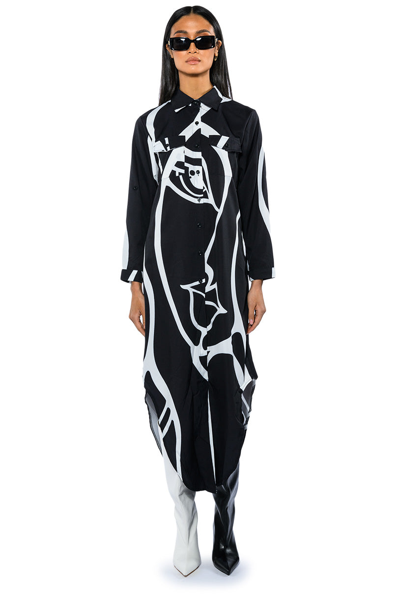 EUROPE GETAWAY BUTTON DOWN MAXI DRESS