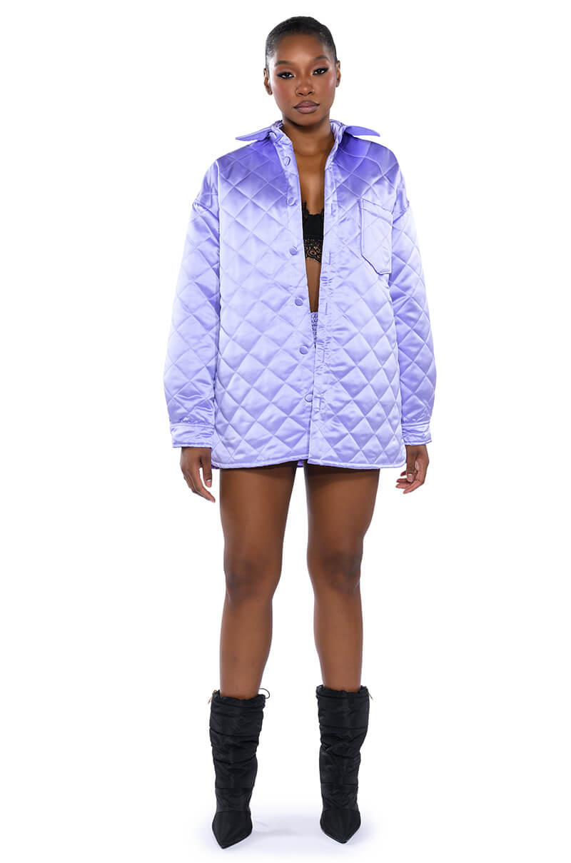 FIELD OF DREAMS SATIN QUILTED SHACKET