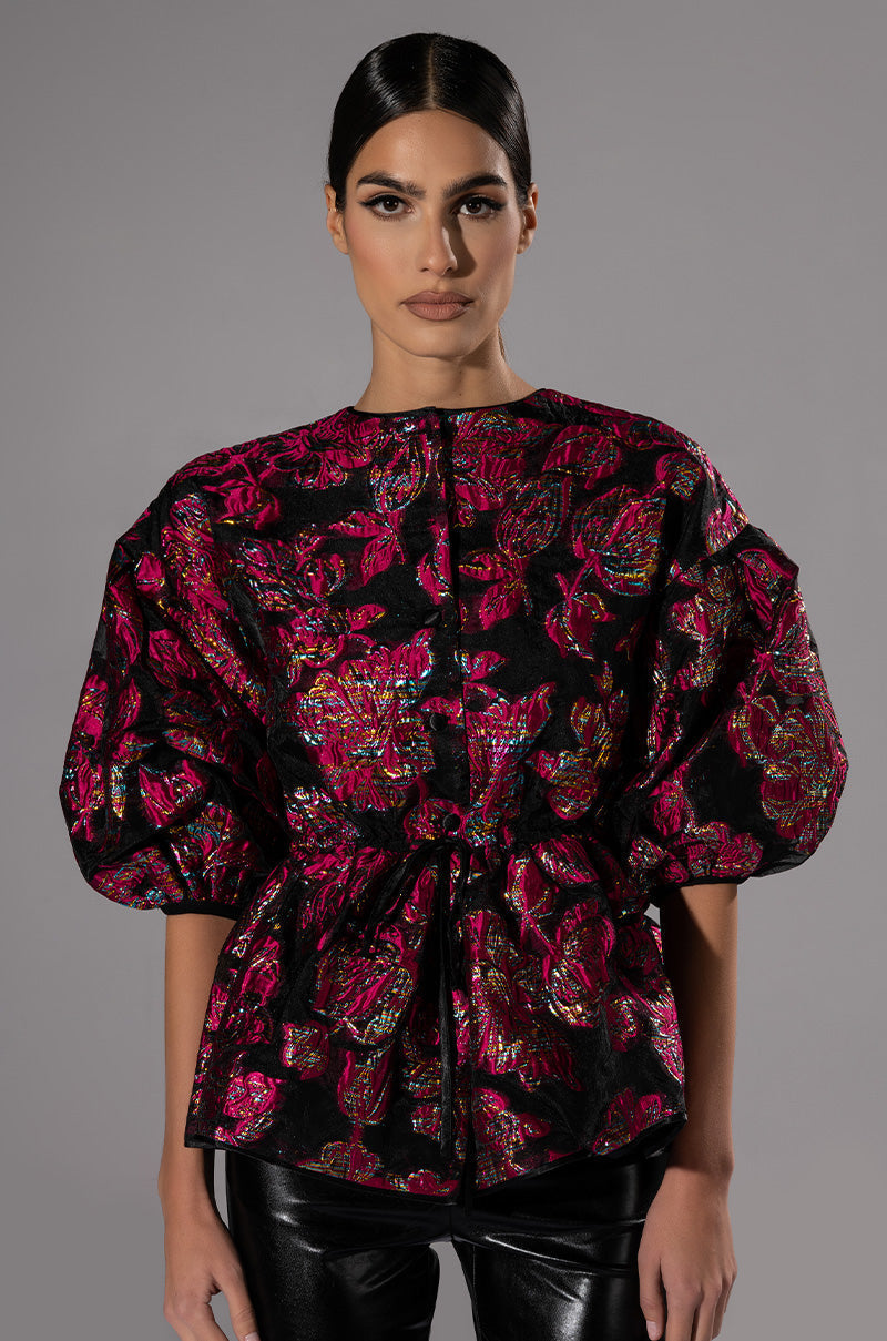 FIELD OF ROSES BROCADE BLOUSE