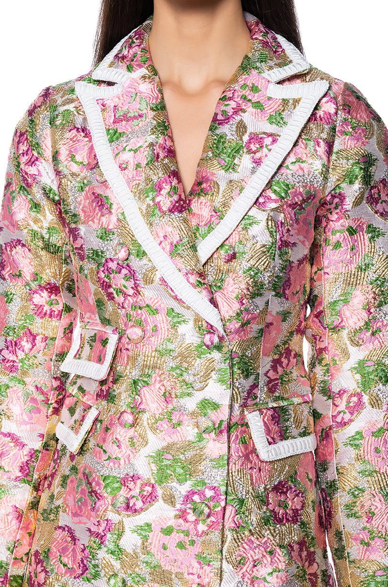 FLORAL DREAMS BROCADE SUIT DRESS