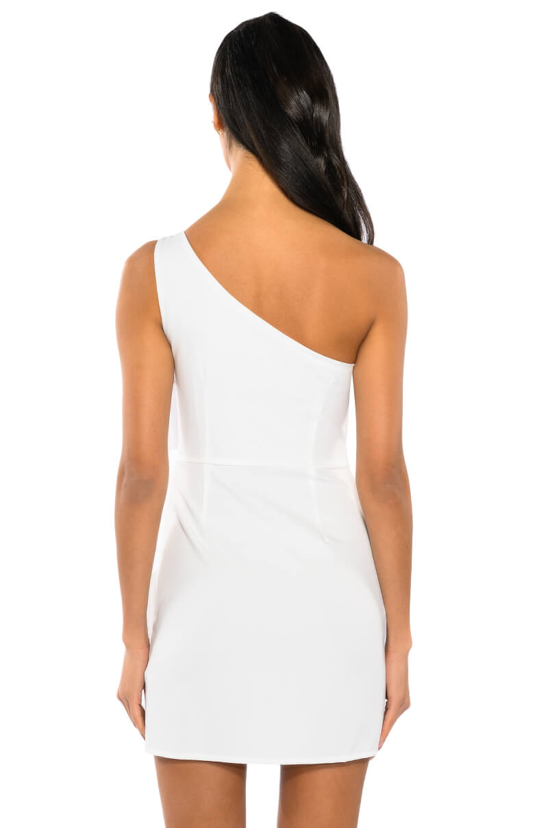 GEMMA FLORAL DETAIL ONE SHOULDER MINI DRESS