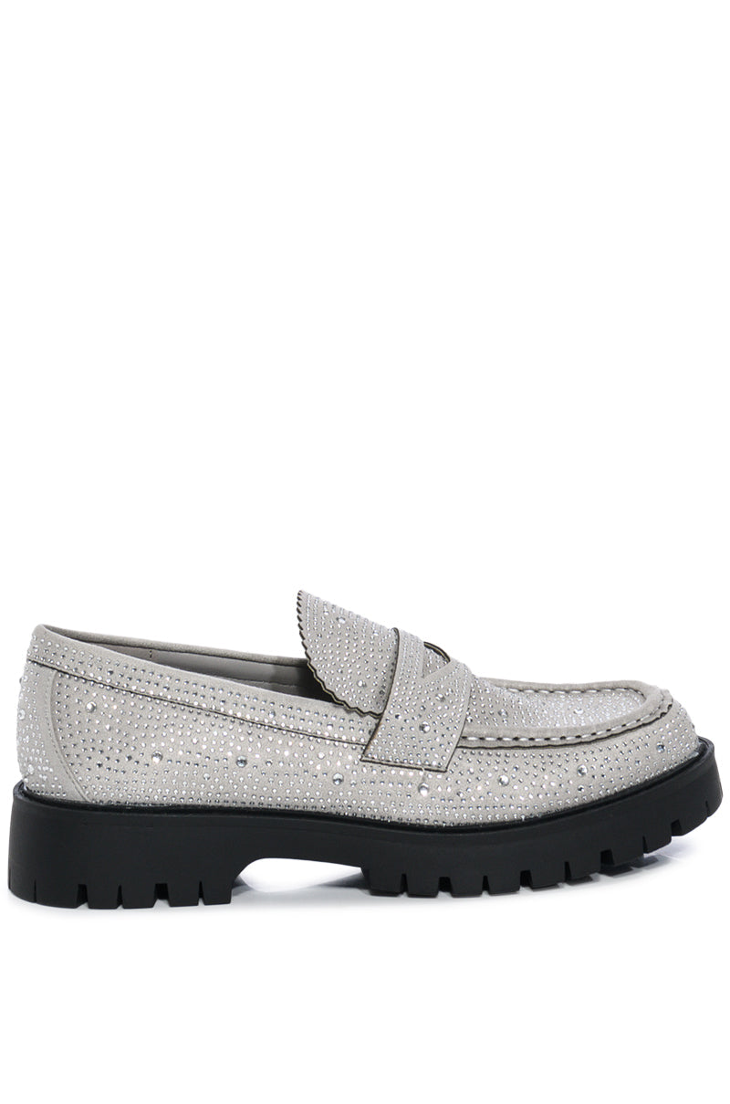 GENTLY EMBELLISHED LOAFER IN SILVER
