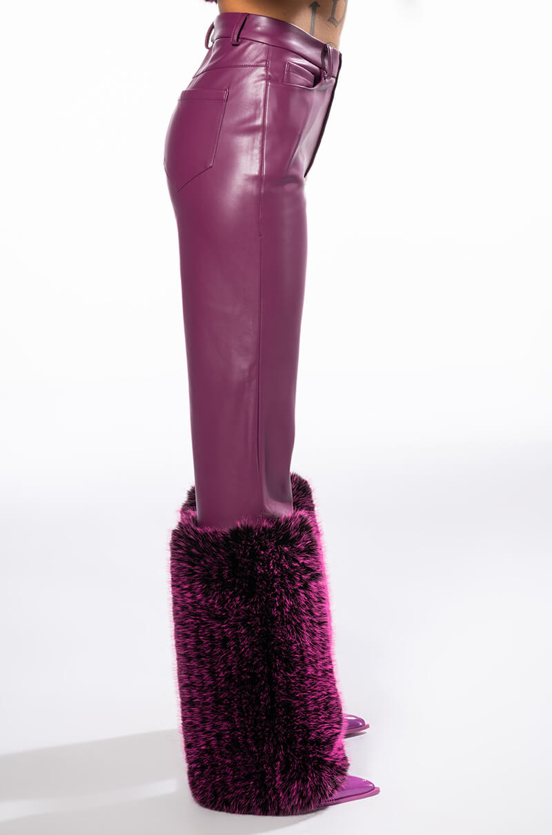 GIULIA THREE-DEE FAUX LEATHER FUR PANTS