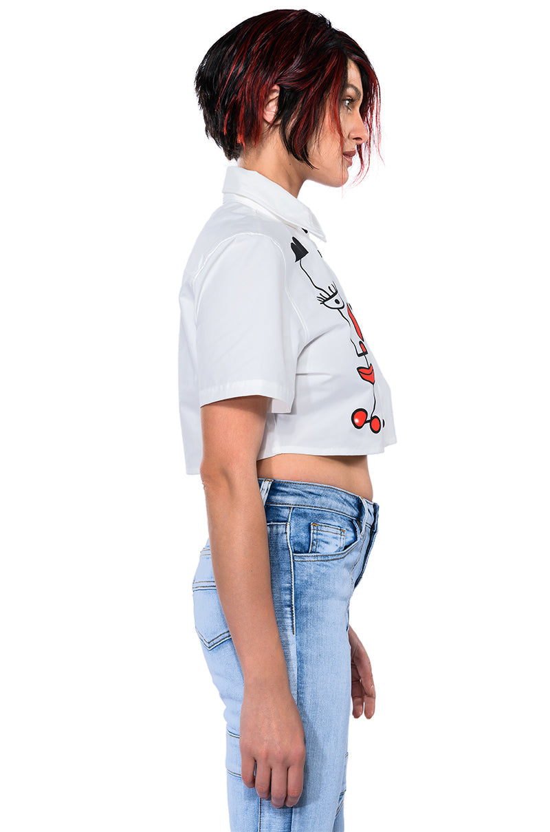 GIVING ATTITUDE PRINTED POPLIN BUTTON DOWN