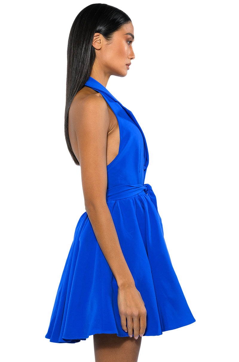 HADLEY COLLARED FIT AND FLARE MINI DRESS