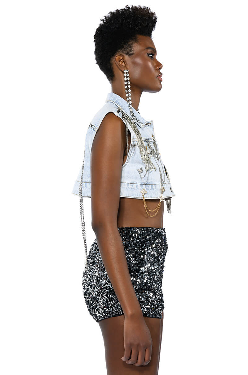 HOUDINI EMBELLISHED DENIM VEST