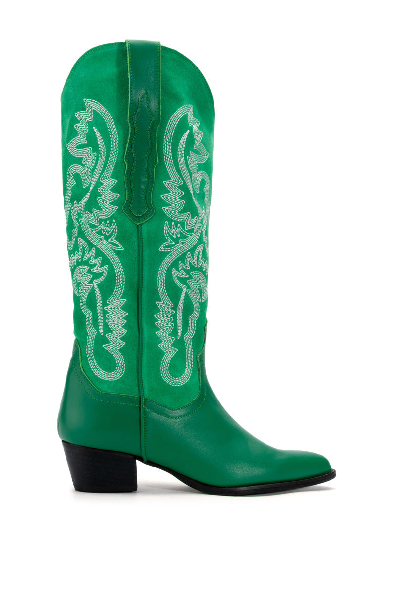 IGGY METALLIC WESTERN STYLE BELOW THE KNEE BOOT IN GREEN