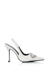 INTERLOCKING WHITE SLING BACK STILETTO