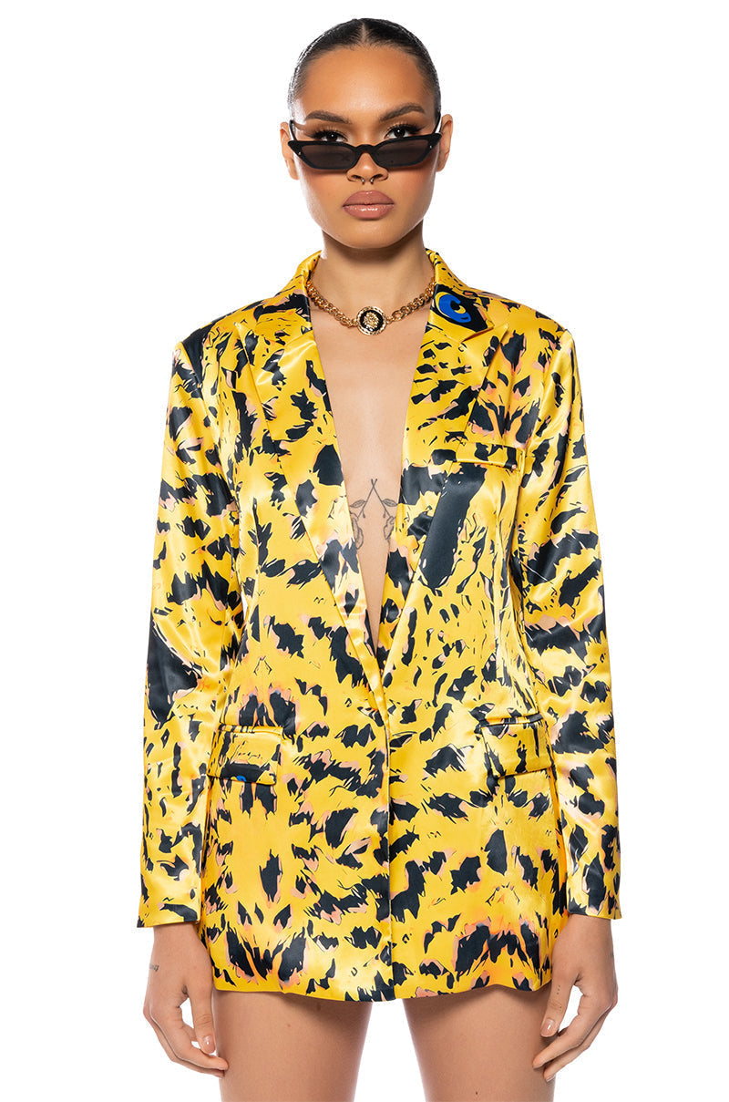 INTO THE WILD PRINTED SATIN BLAZER