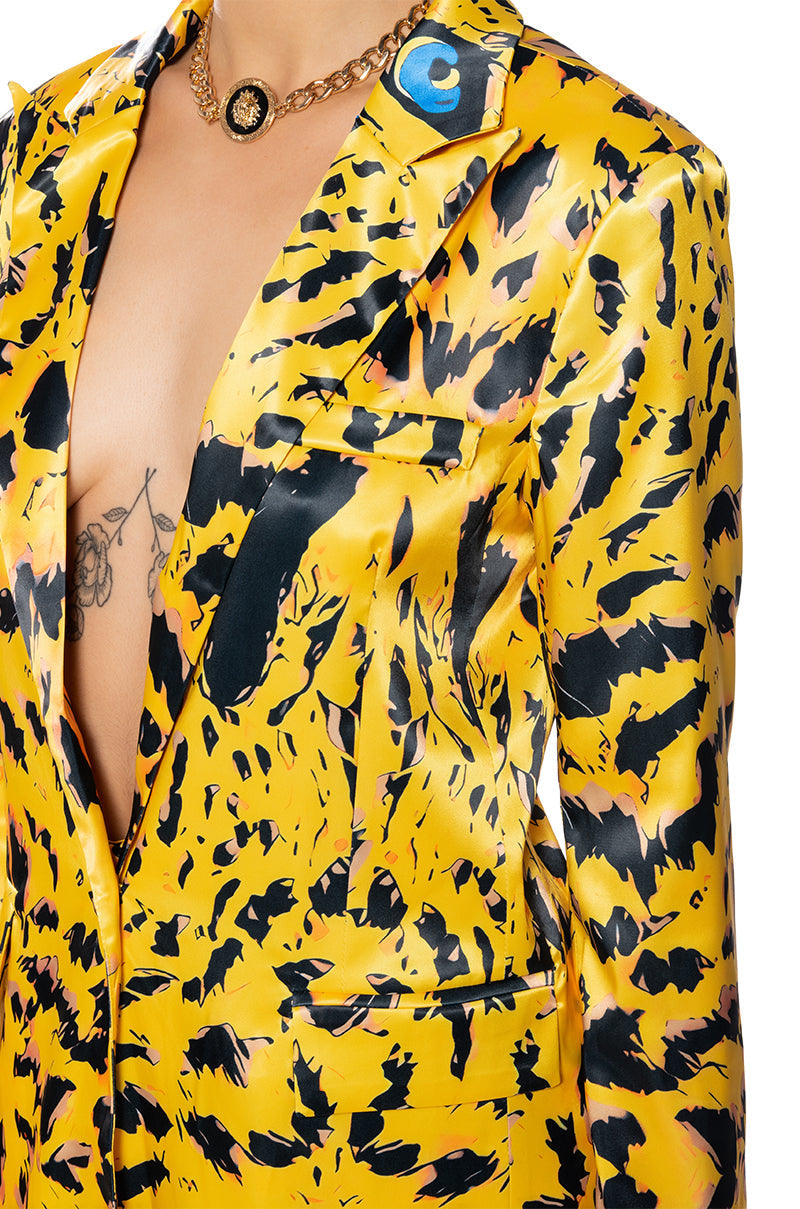INTO THE WILD PRINTED SATIN BLAZER