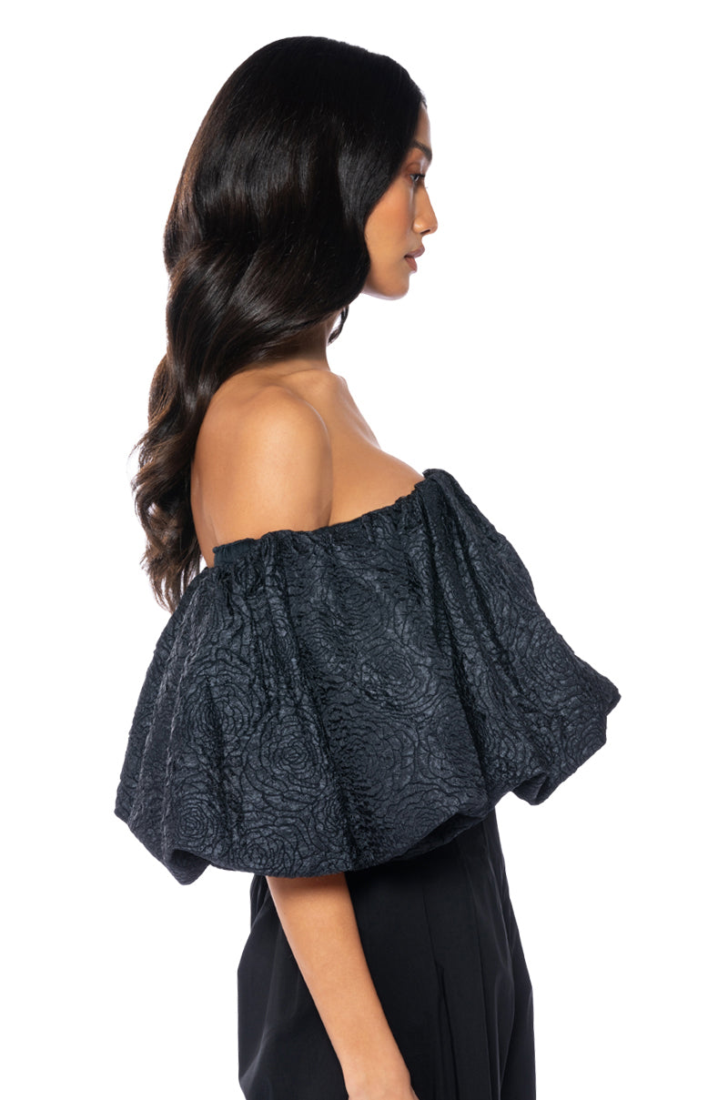 IRIS OFF THE SHOULDER BROCADE BLOUSE