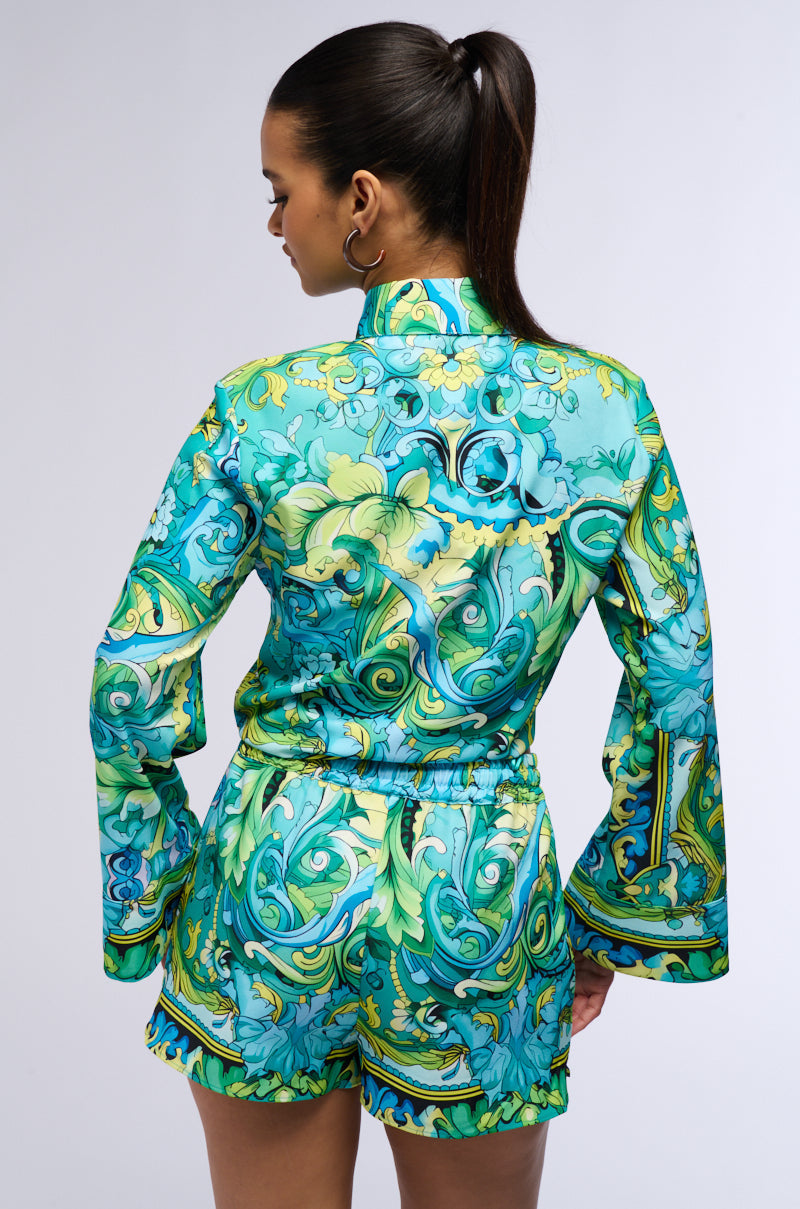 ISLAND TIME COLLARED TIE FRONT BLOUSE