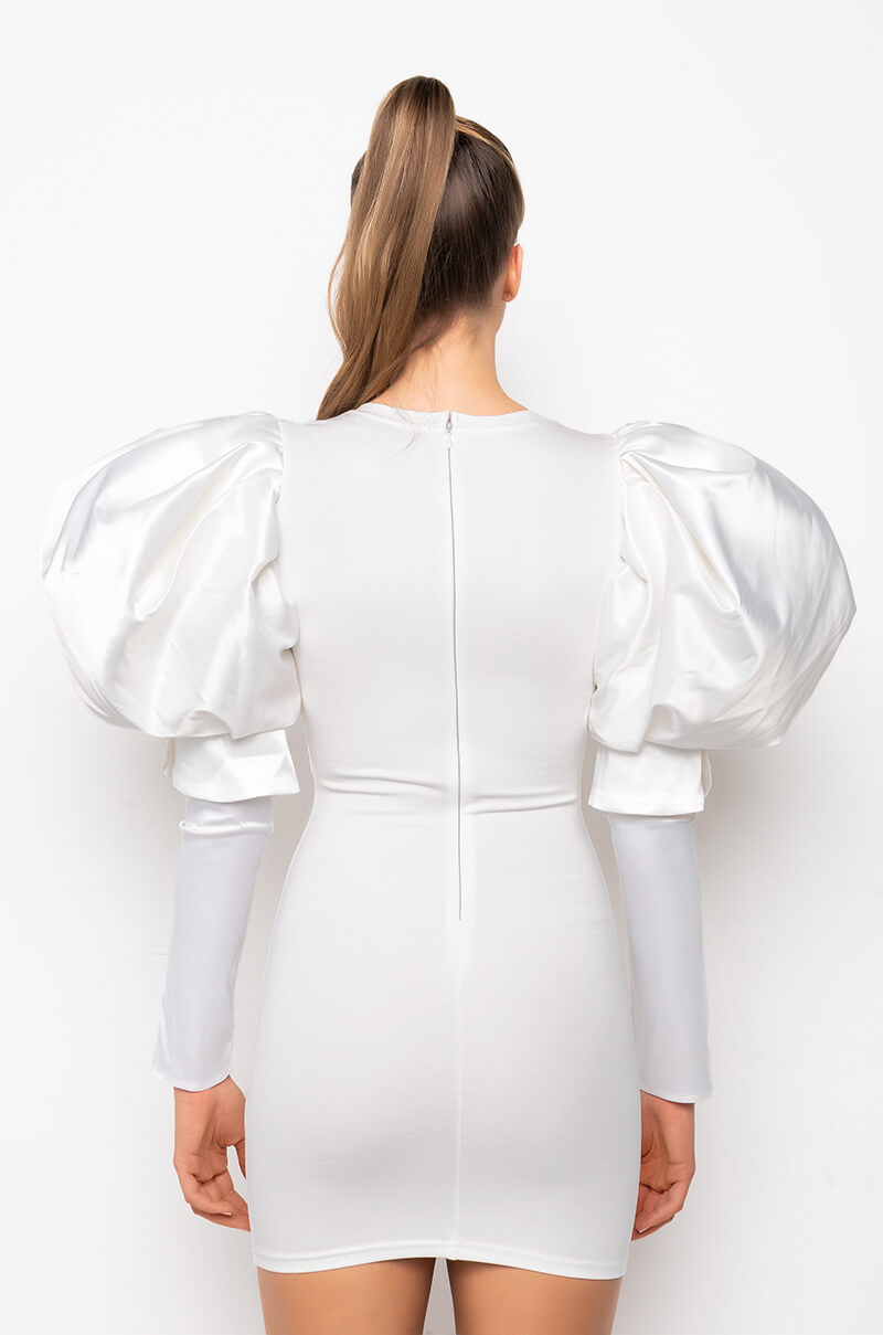 IT'S THE SLEEVES FOR ME BANDAGE MINI DRESS