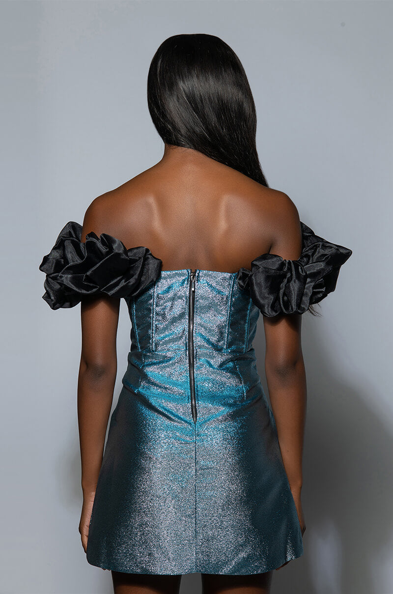 JEWEL WOVEN SPARKLE CORSET MINI DRESS