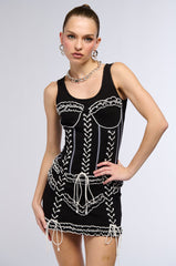 JUST A GIRL CORSET LINED MINI DRESS