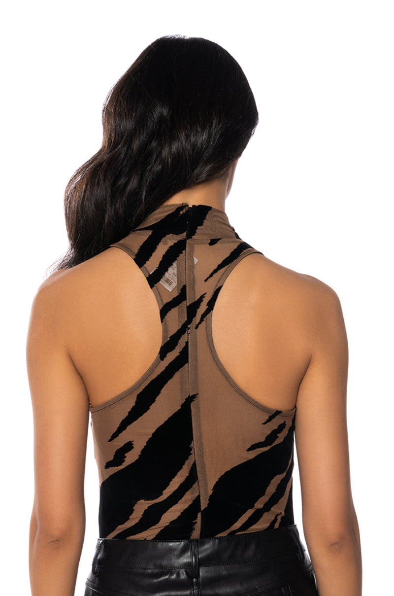 KAMI ANIMAL PRINT SLEEVELESS BODYSUIT