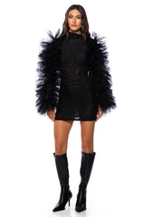 KARMA TULLE SLEEVE MESH MINI DRESS