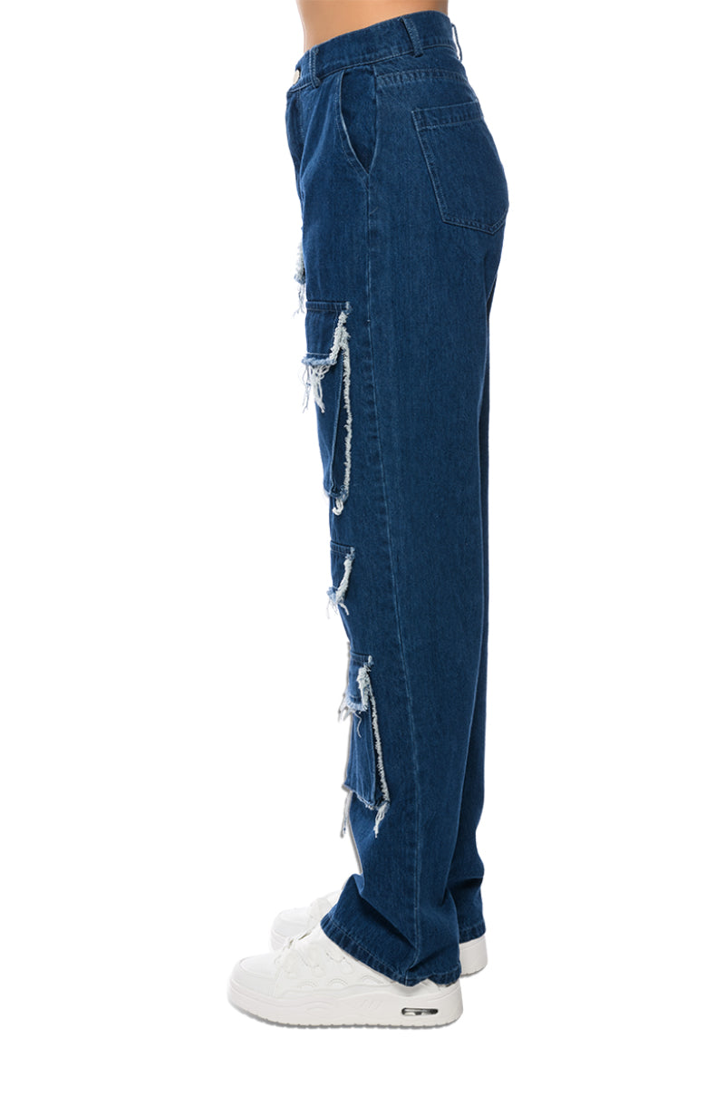 MILA POCKET DETAIL RELAX FIT JEANS
