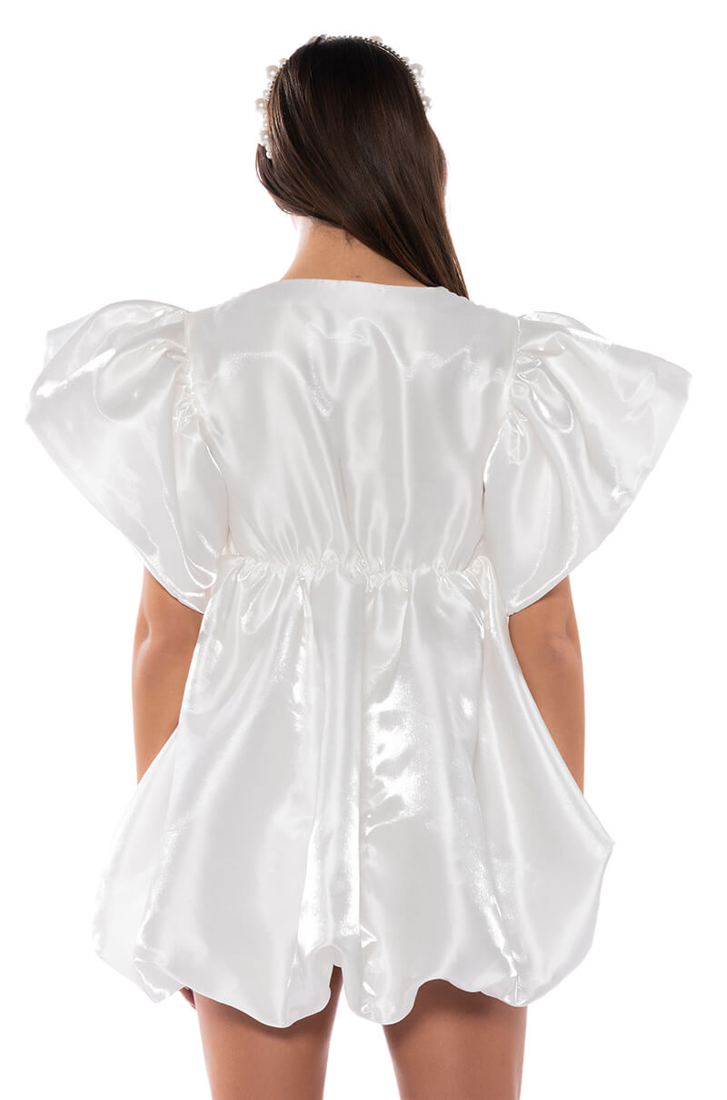 KEEP IT SIMPLE BABY DOLL RUFFLE SLEEVE MINI DRESS