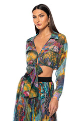 KERRIE SHEER TIE FRONT TOP