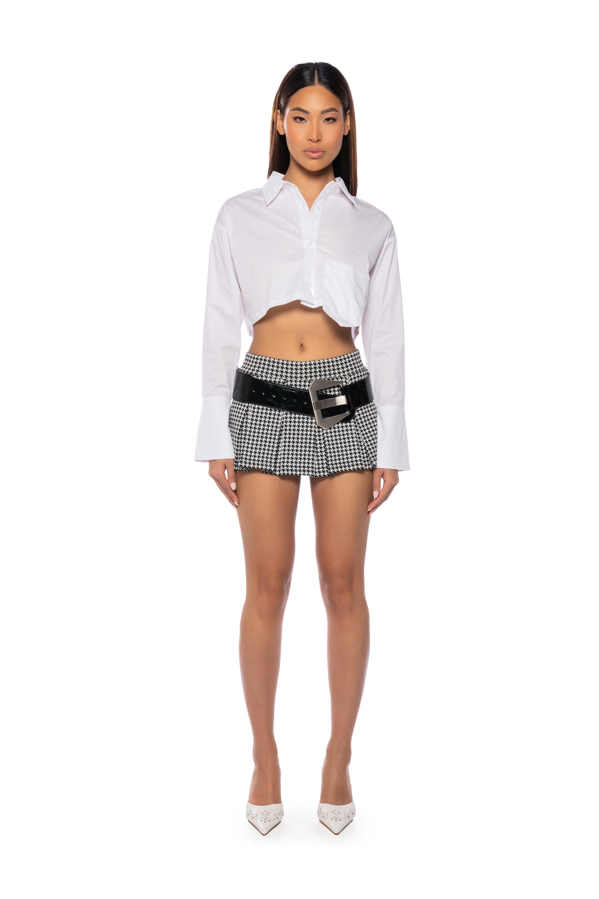 KLARE CROPPED BUTTON DOWN TOP