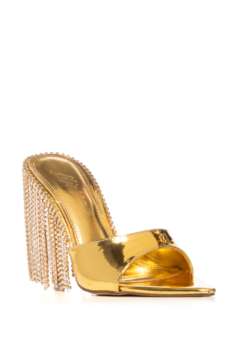 LAURENT GOLD DIAMOND DRIP HEEL SANDAL