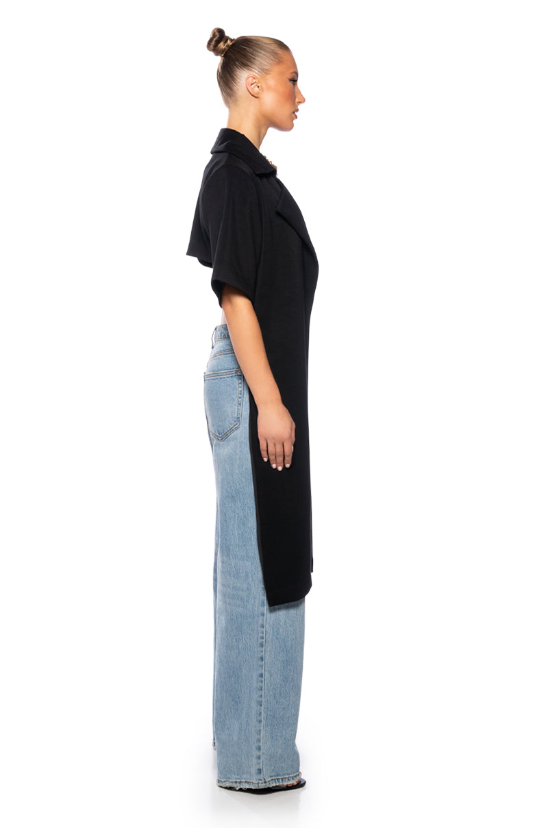 LET IT COME TRUE OPEN BACK DUSTER IN BLACK