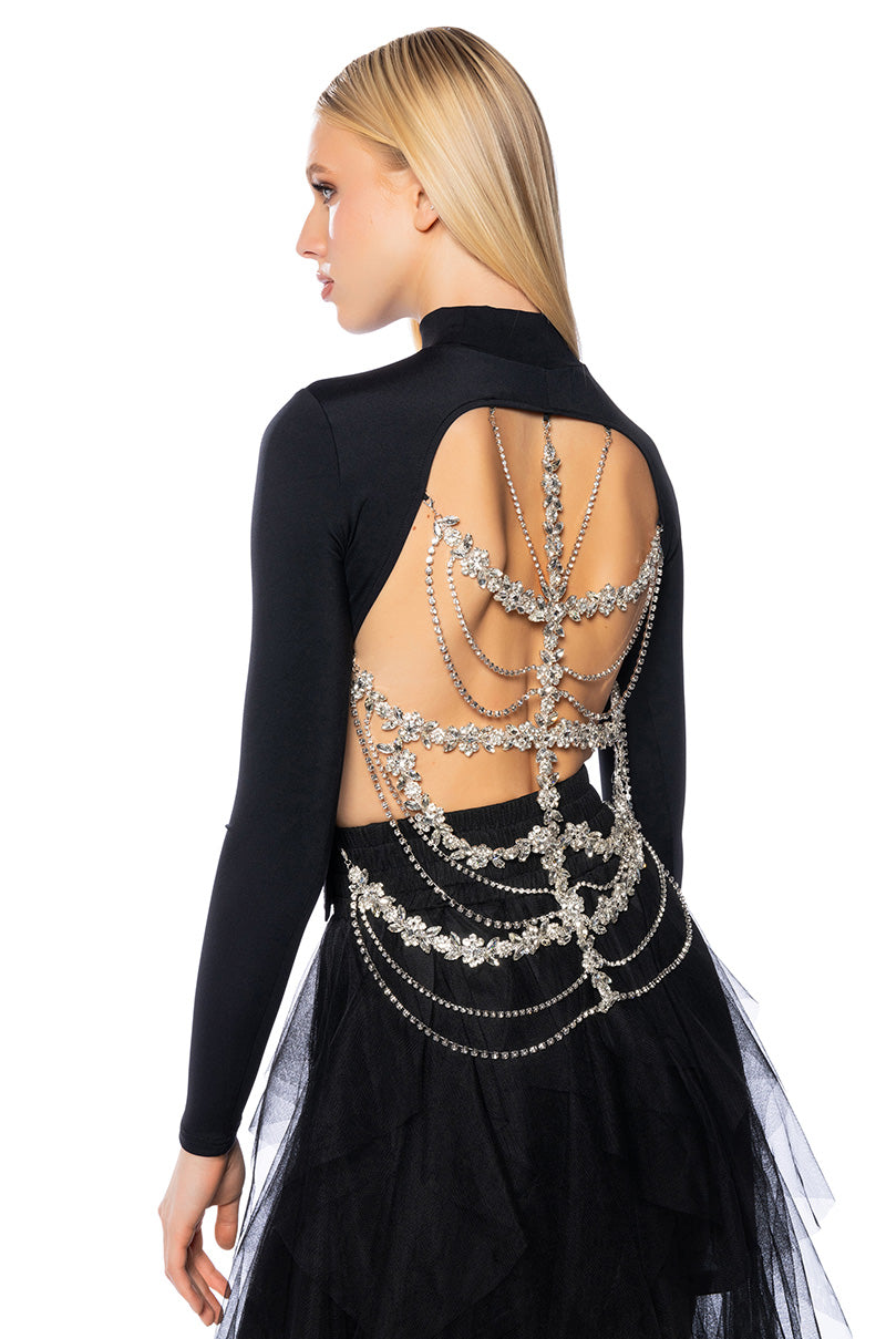 LEXI EMBELLISHED EXPOSED BACK TOP