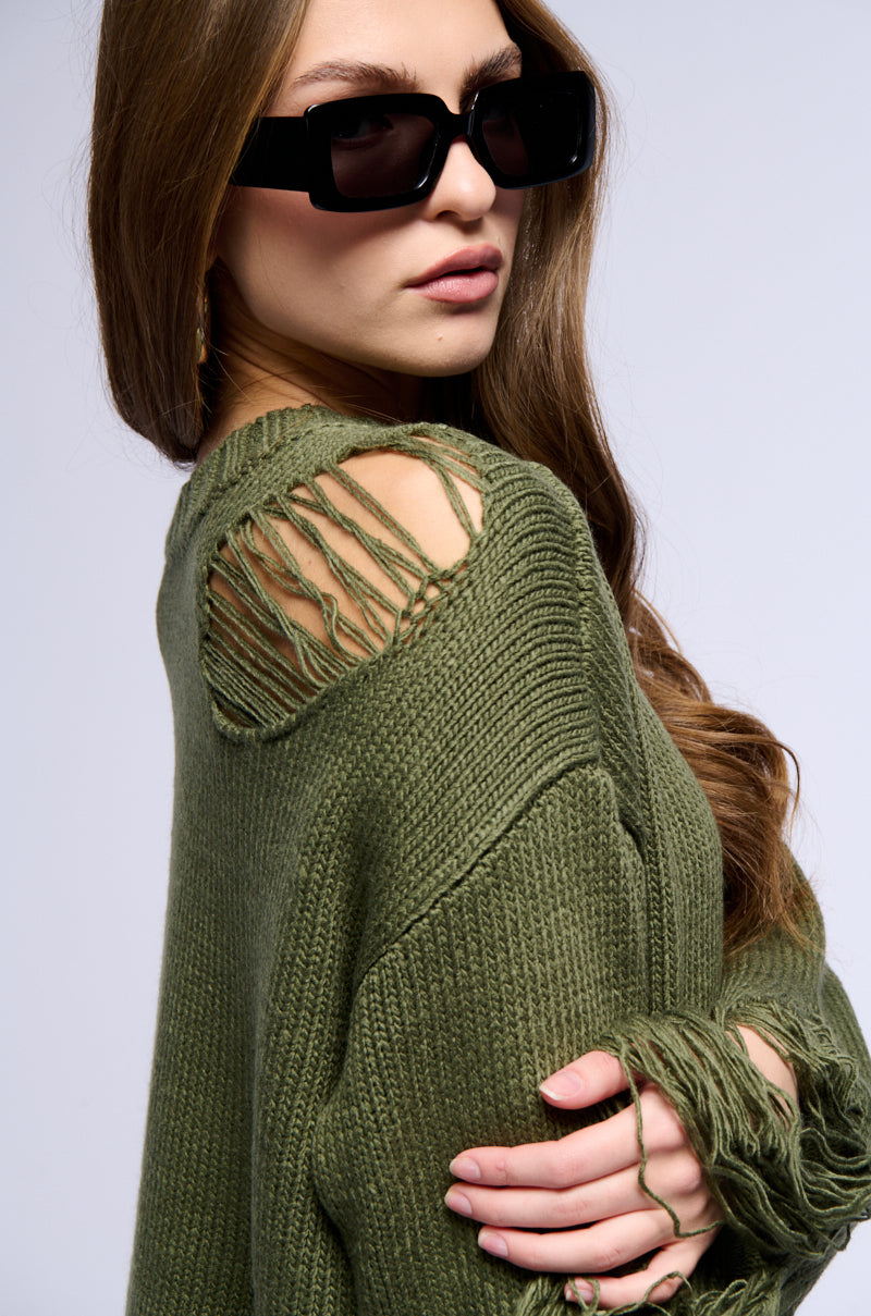 LIANA DISTRESSED OVERSIZED SWEATER
