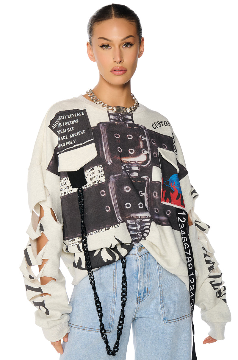 LIMITED EDITION CUT OUT GRAPHIC SWEATSHIRT