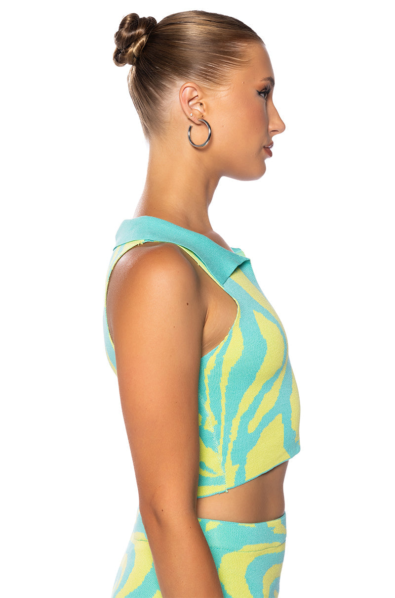 LOST IN TIME COLLARED KNIT TANK TOP