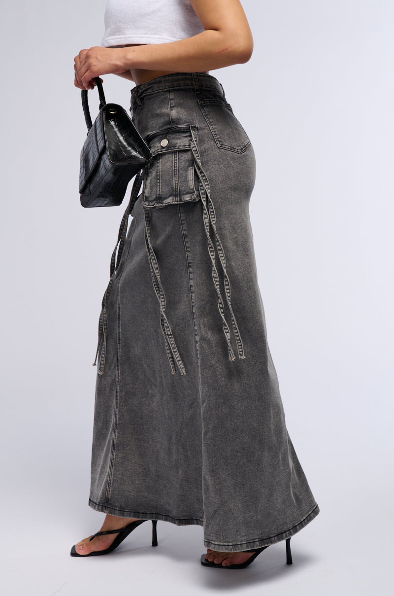 LOVE HATE THING DENIM MAXI SKIRT