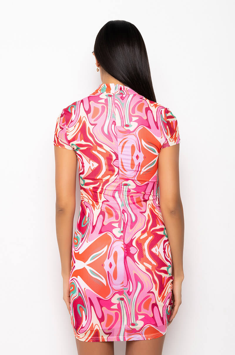 LOVE IT MY MEDICINE MESH PRINT MIDI DRESS