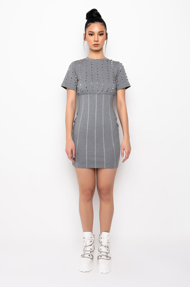 LOVE ME NOT STUDS T-SHIRT DRESS