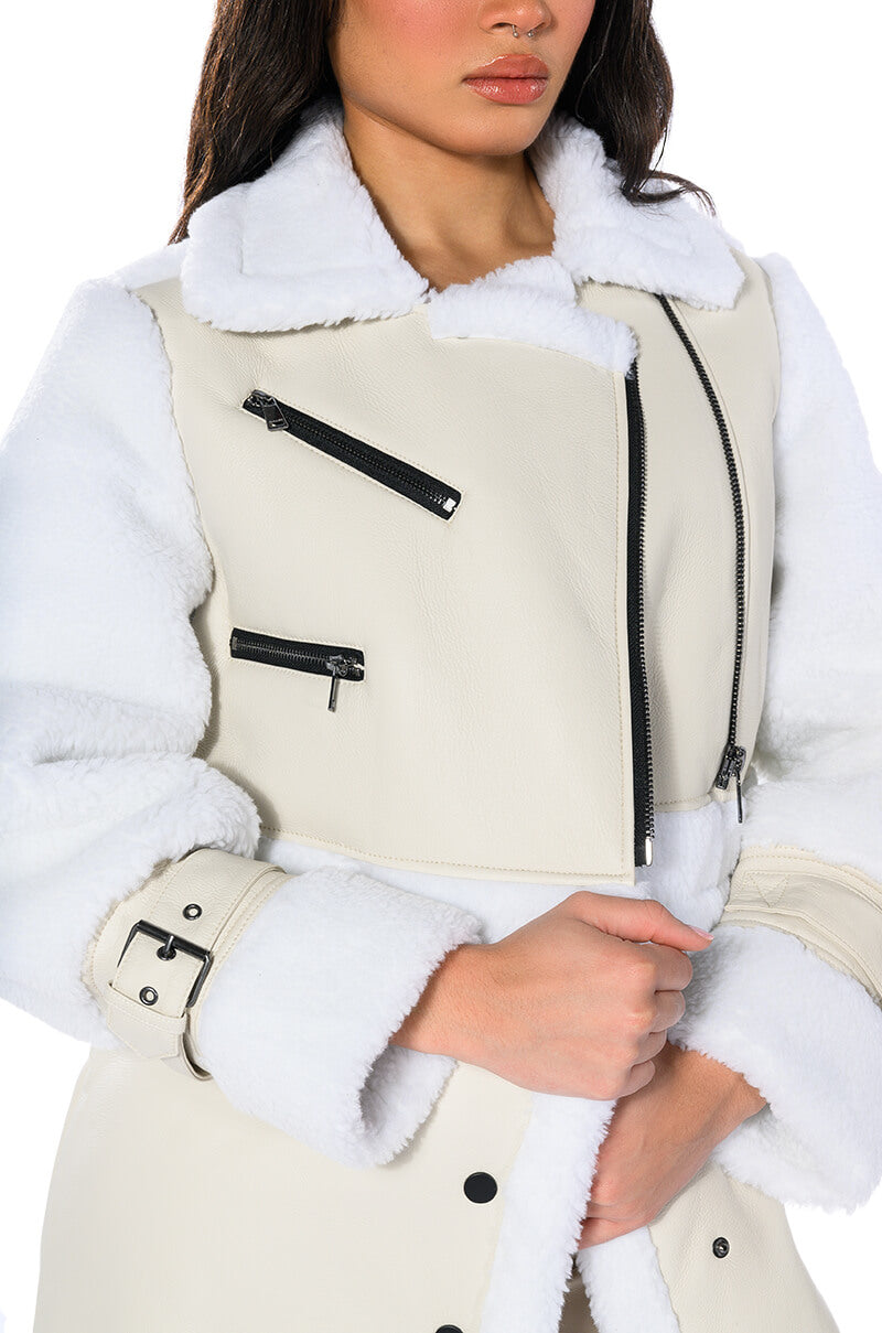 MACKY BREAK APART TEDDY PLEATHER TRENCH