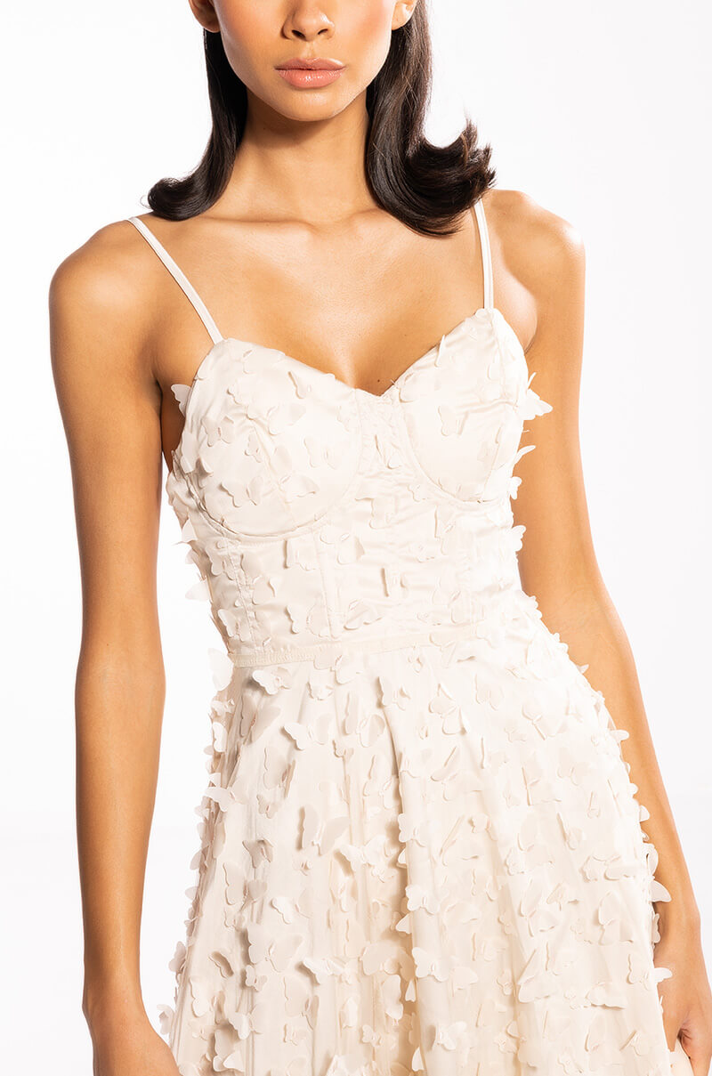 MARIPOSA SLEEVELESS APPLIQUE MIDI DRESS