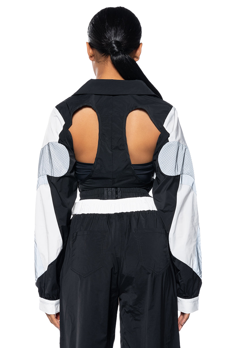 MEANS BUSINESS NYLON CUT OUT TOP