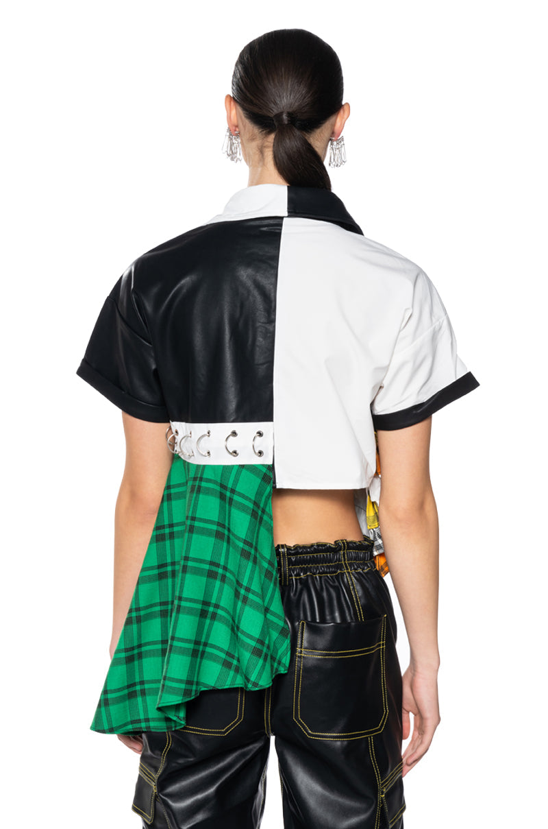 MET YOUR MATCH POPLIN BUTTON DOWN DRAMATIC SHIRT