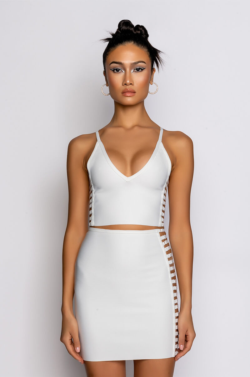 MISBEHAVED BANDAGE CUTOUT CROP TOP