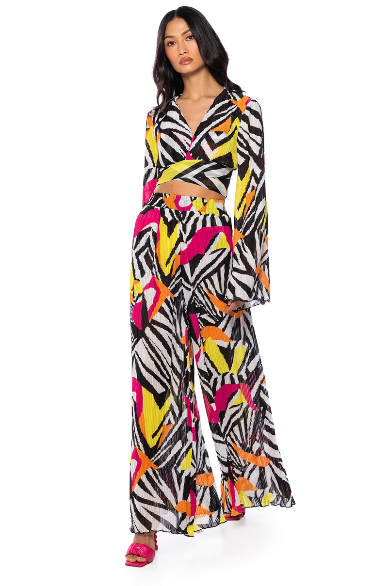 MONICA PLEATED CHIFFON TIE FRONT TOP