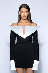 MONTE CARLO OFF THE SHOULDER WITH LONGSLEEVES MINI DRESS