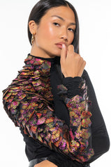 NASTASIA BROCADE SCALE TOP