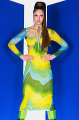 NEW LOOK MIDI MESH DRESS WITH CUT OUTS