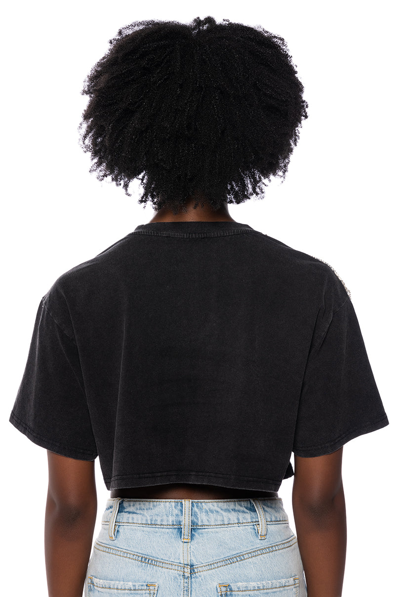 NEW RULES RHINESTONE DETAIL OVERSIZED TSHIRT