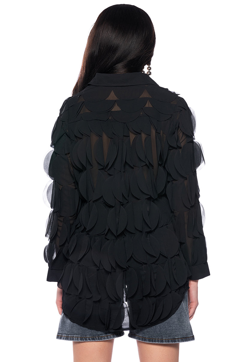 NEXT TIME TEXTURED BUTTON DOWN BLOUSE