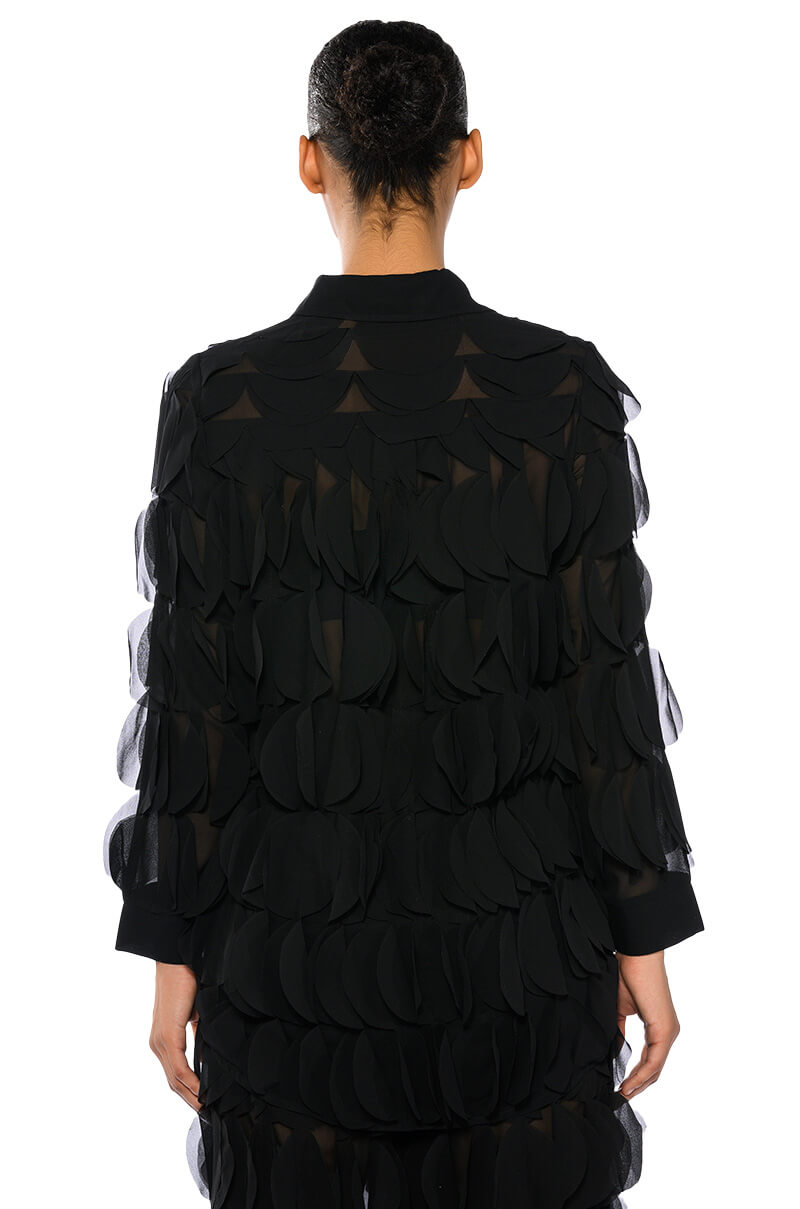 NEXT TIME TEXTURED BUTTON DOWN BLOUSE