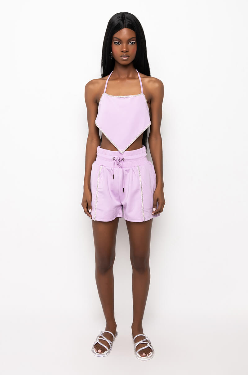 NO NEW FRIENDS RHIENSTONE SHORT
