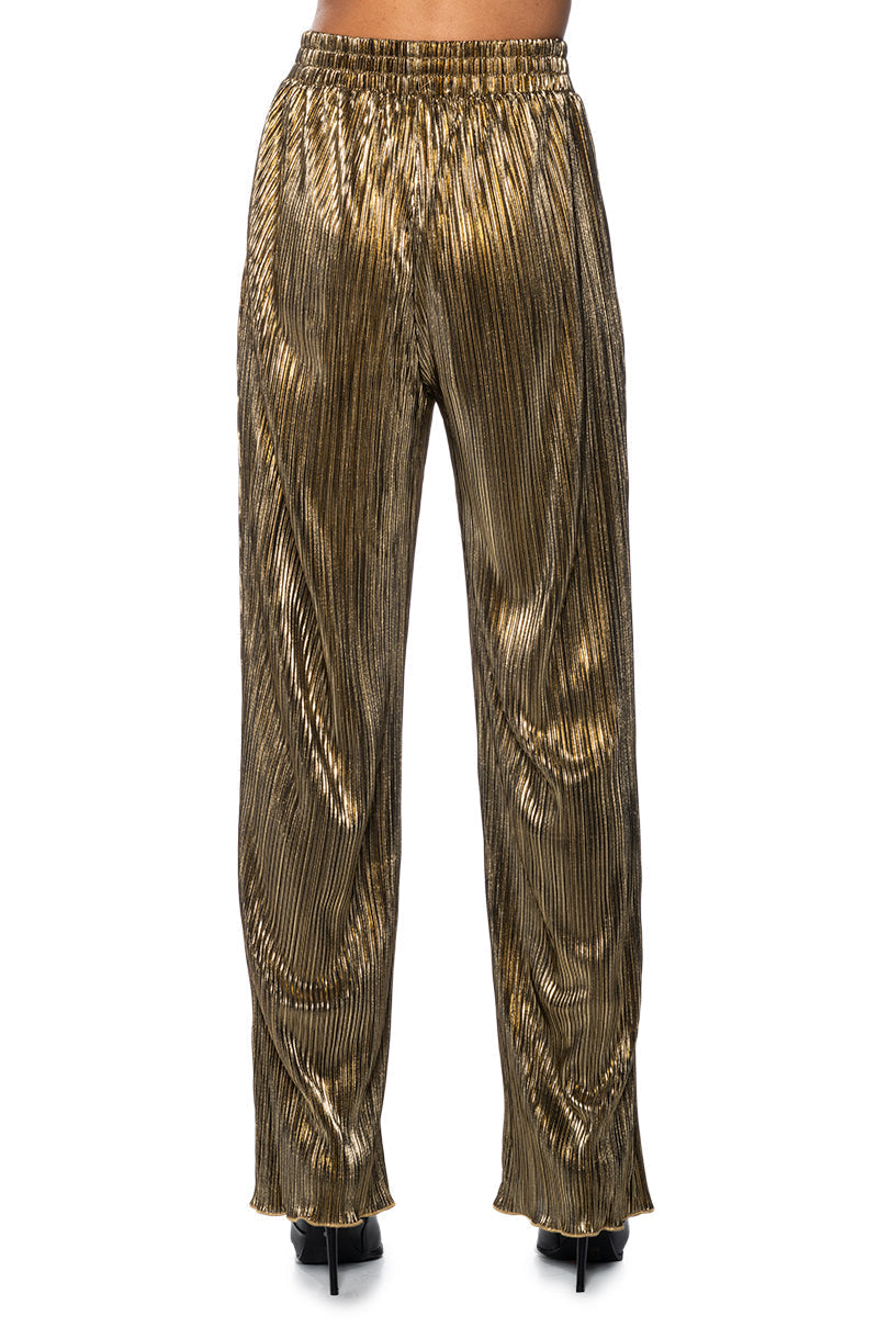NOEL PLEATED METALLIC PALAZZO PANT