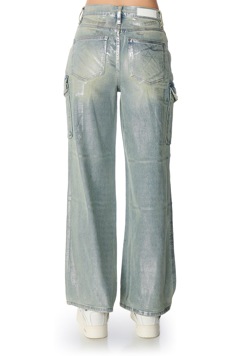 ODIN METALLIC DENIM CARGO PANT
